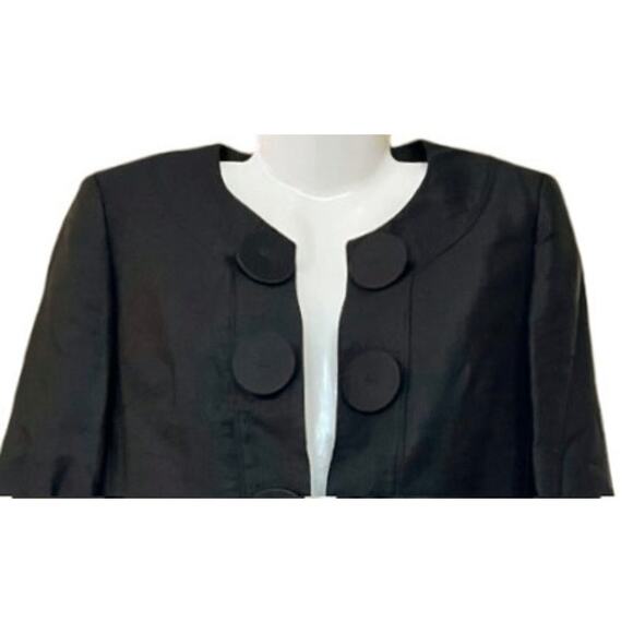 Etcetera Women's Black Designer Linen Blend Lined Blazer Oversized Buttons SZ 10 - Picture 4 of 13